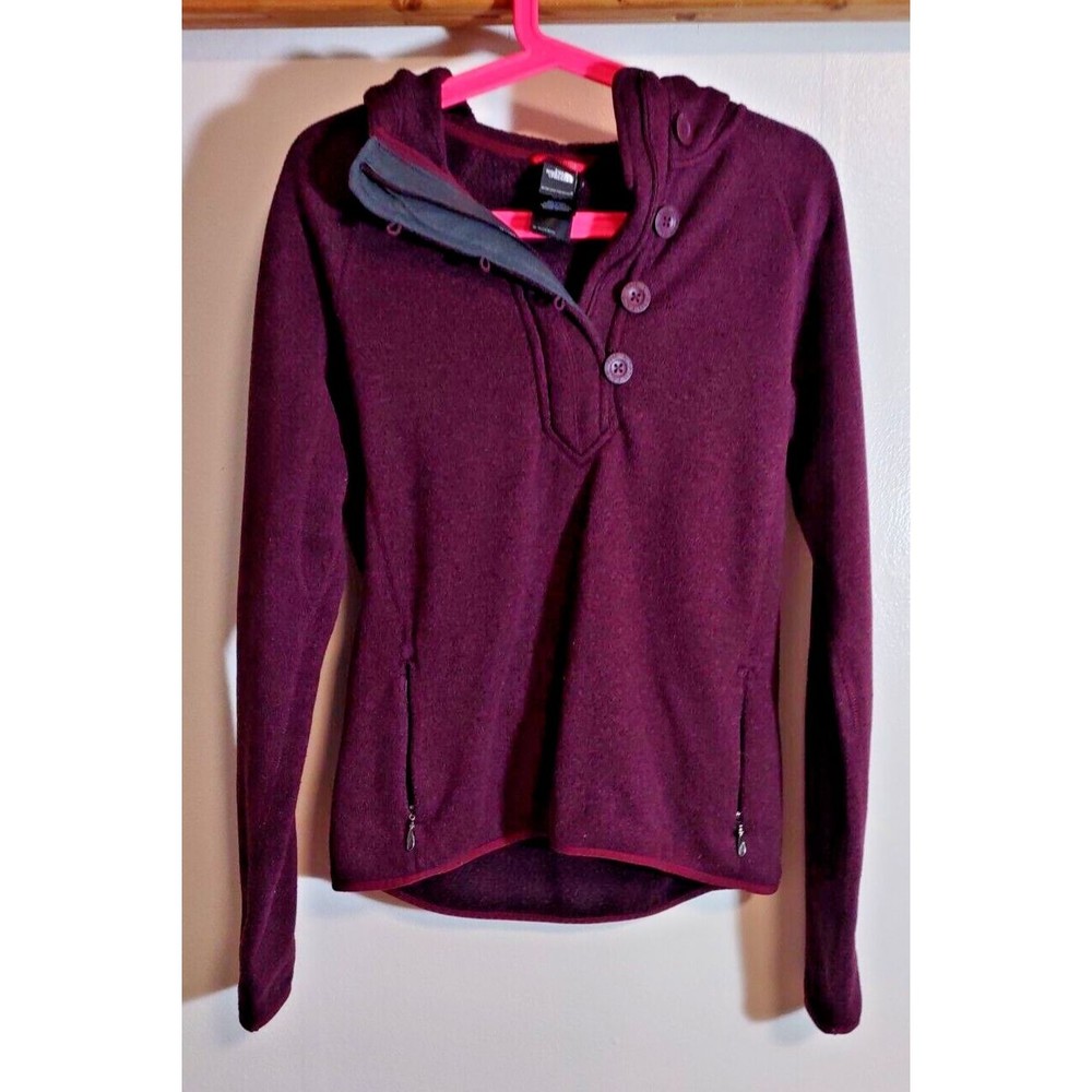 Women's North Face M Sweater Purple 1/4 Zip Hooded